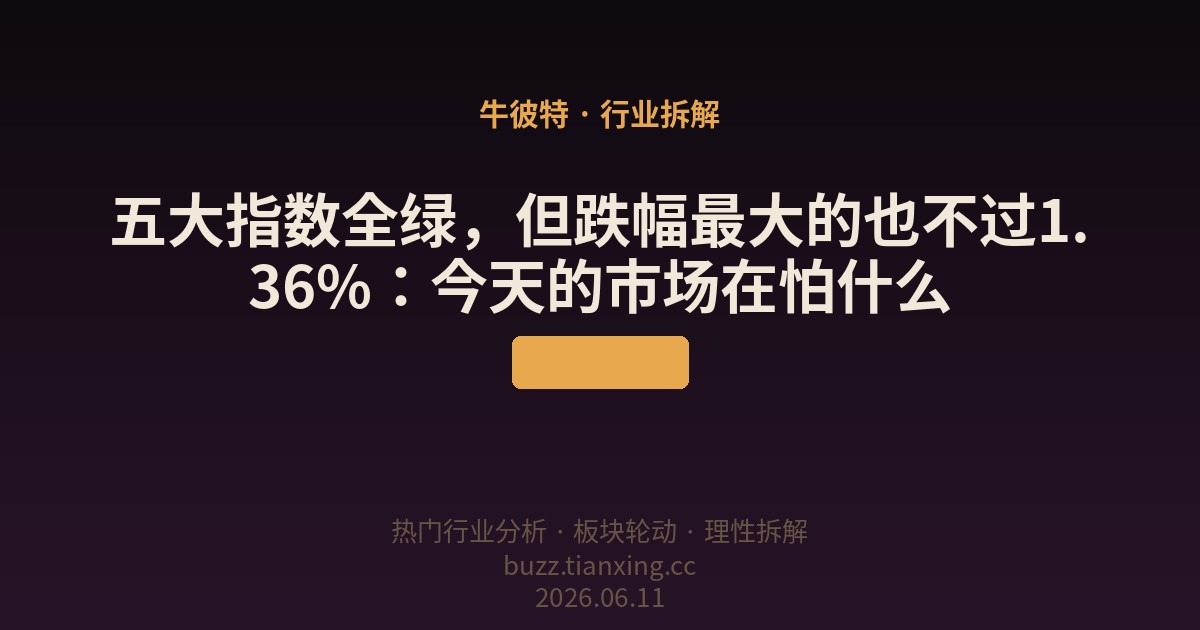 五大指数全绿，但跌幅最大的也不过1.36%：今天的市场在怕什么