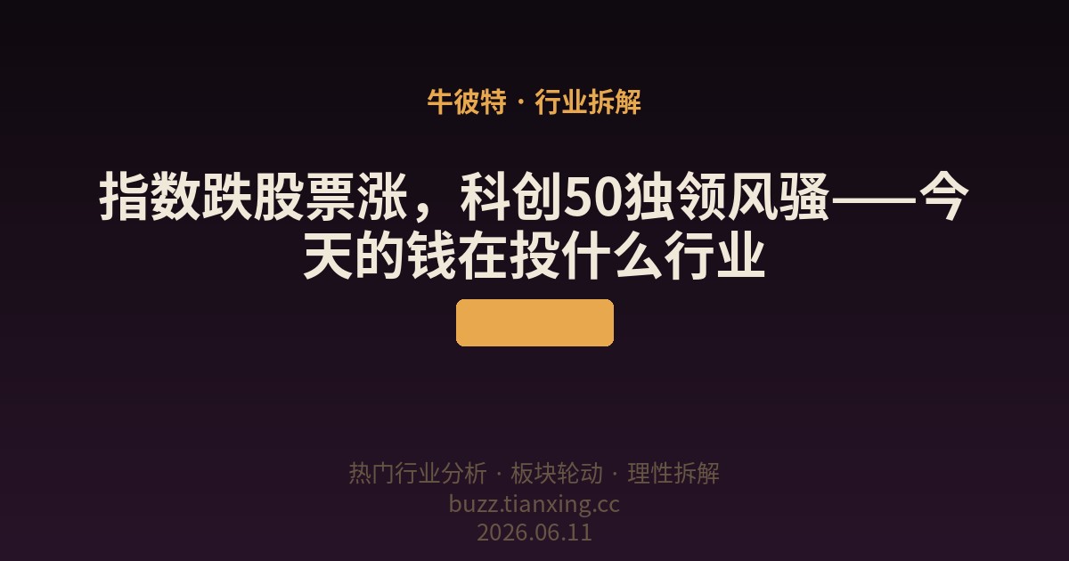 指数跌股票涨,科创50独领风骚——今天的钱在投什么行业