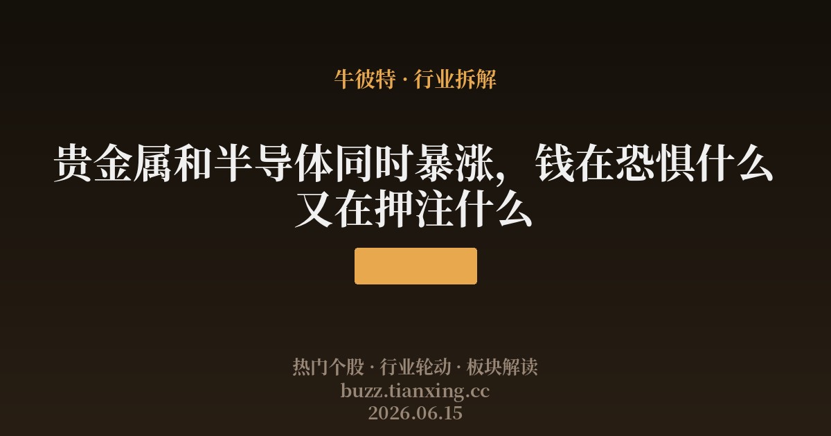 贵金属和半导体同时暴涨，钱在恐惧什么又在押注什么
