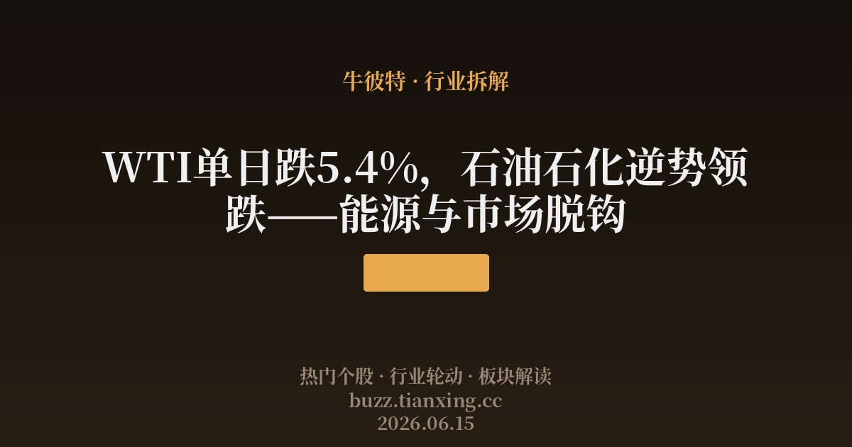 WTI单日跌5.4%,石油石化逆势领跌——能源与市场脱钩