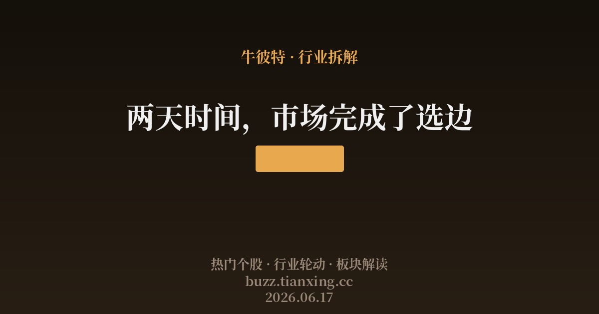 两天时间,市场完成了选边
