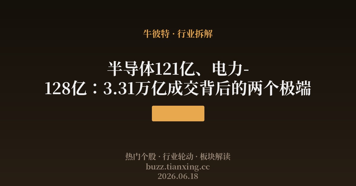 半导体121亿、电力-128亿:3.31万亿成交背后的两个极端