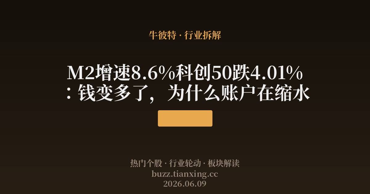 M2增速8.6%科创50跌4.01%：钱变多了，为什么账户在缩水
