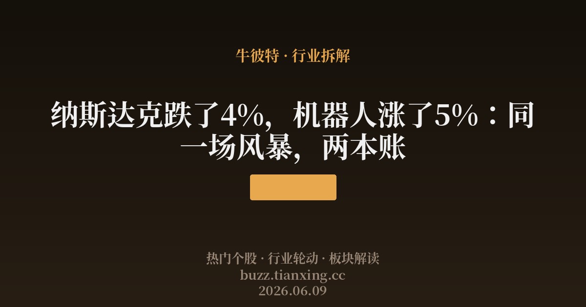 纳斯达克跌了4%，机器人涨了5%：同一场风暴，两本账