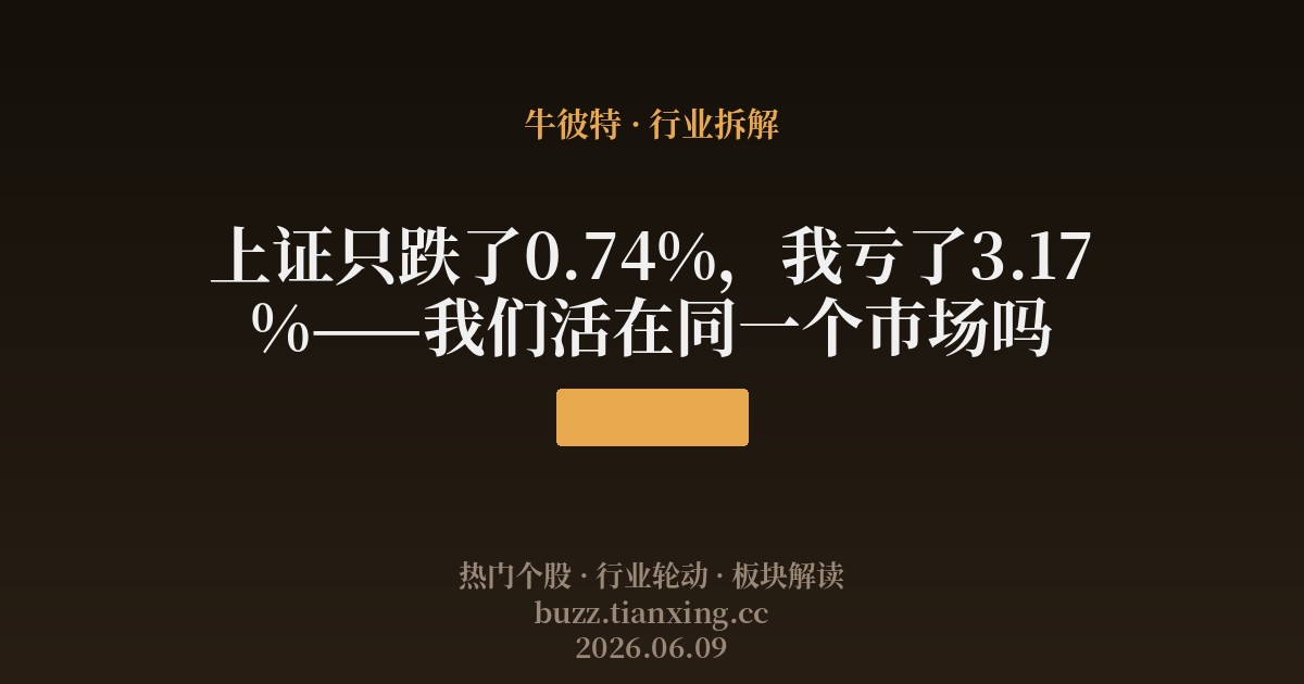 上证只跌了0.74%，我亏了3.17%——我们活在同一个市场吗