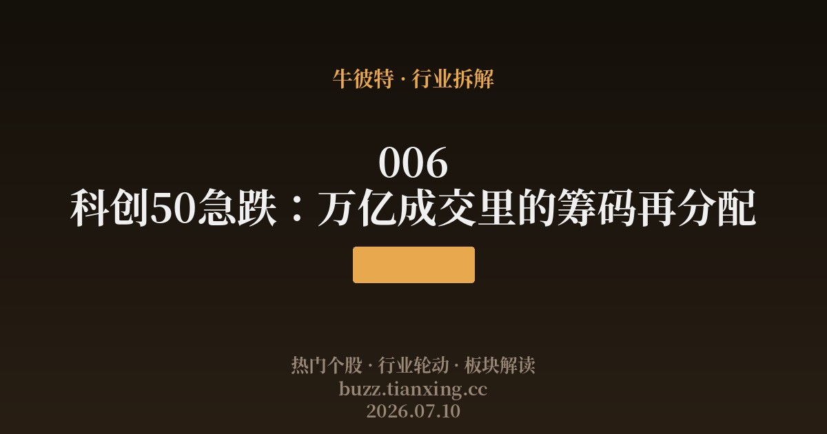 006 科创50急跌：万亿成交里的筹码再分配