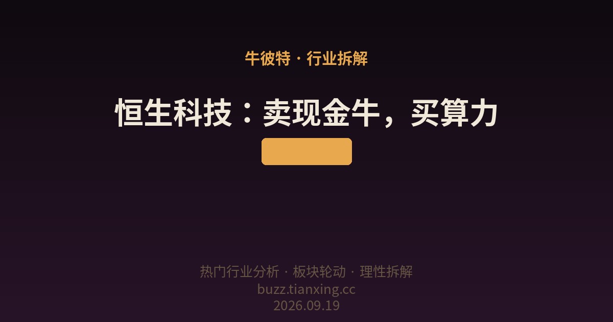 恒生科技:卖现金牛,买算力