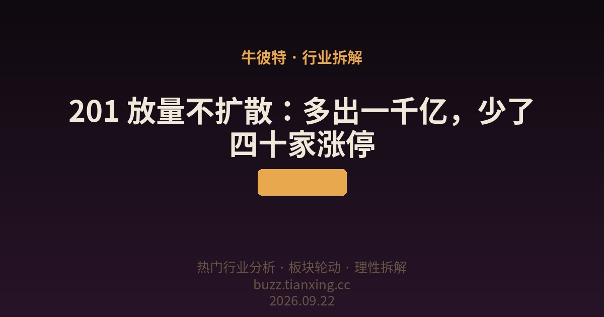 201 放量不扩散：多出一千亿，少了四十家涨停