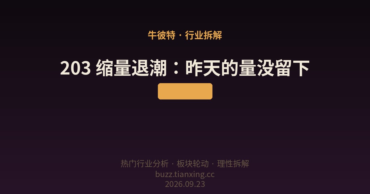 203 缩量退潮：昨天的量没留下