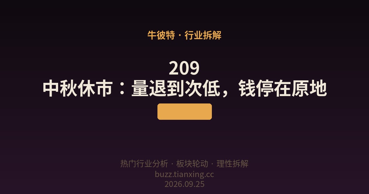 209 中秋休市:量退到次低,钱停在原地
