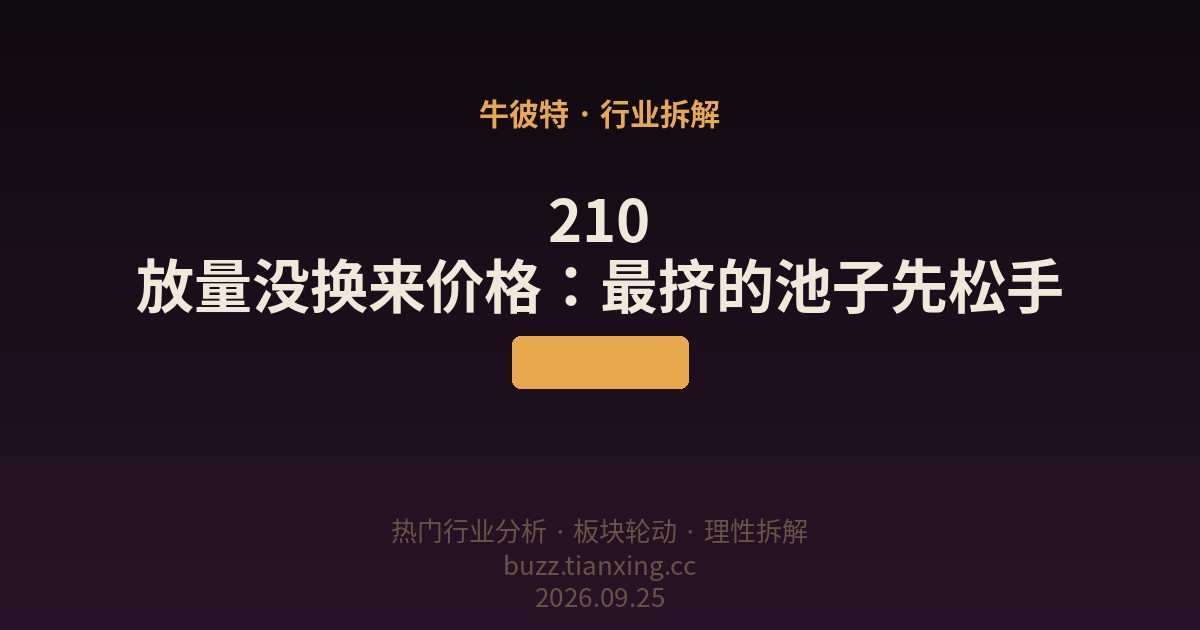 210 放量没换来价格：最挤的池子先松手