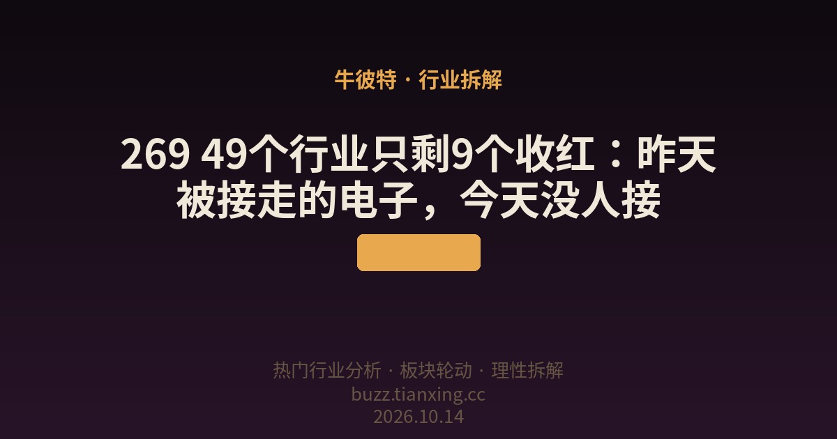 269 49个行业只剩9个收红:昨天被接走的电子,今天没人接