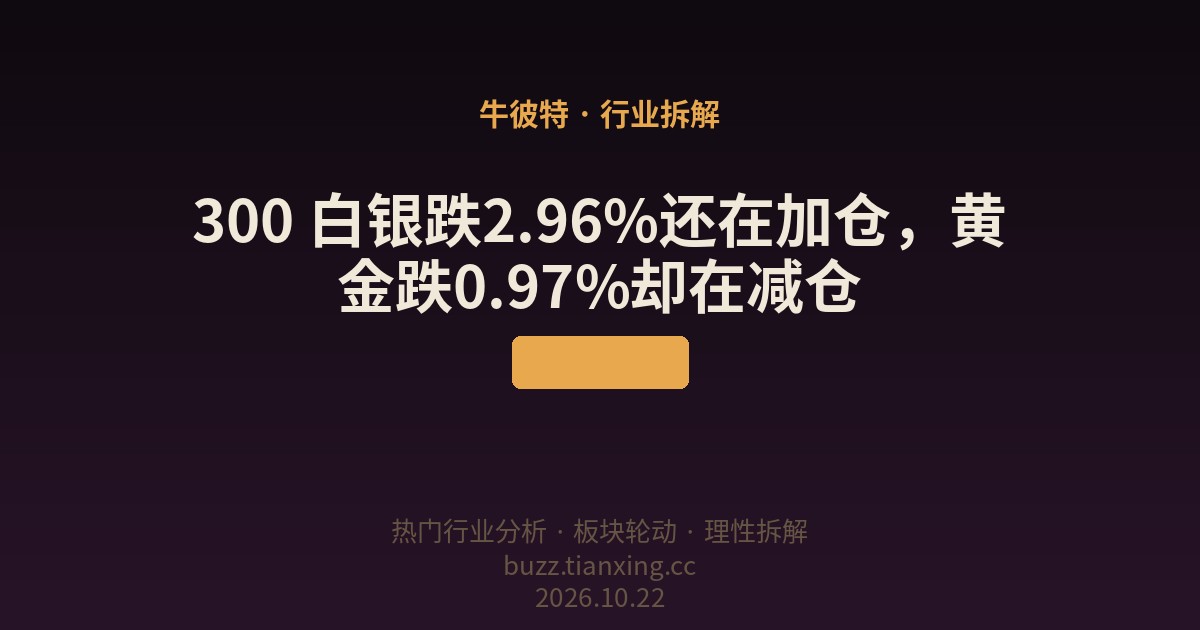 300 白银跌2.96%还在加仓，黄金跌0.97%却在减仓