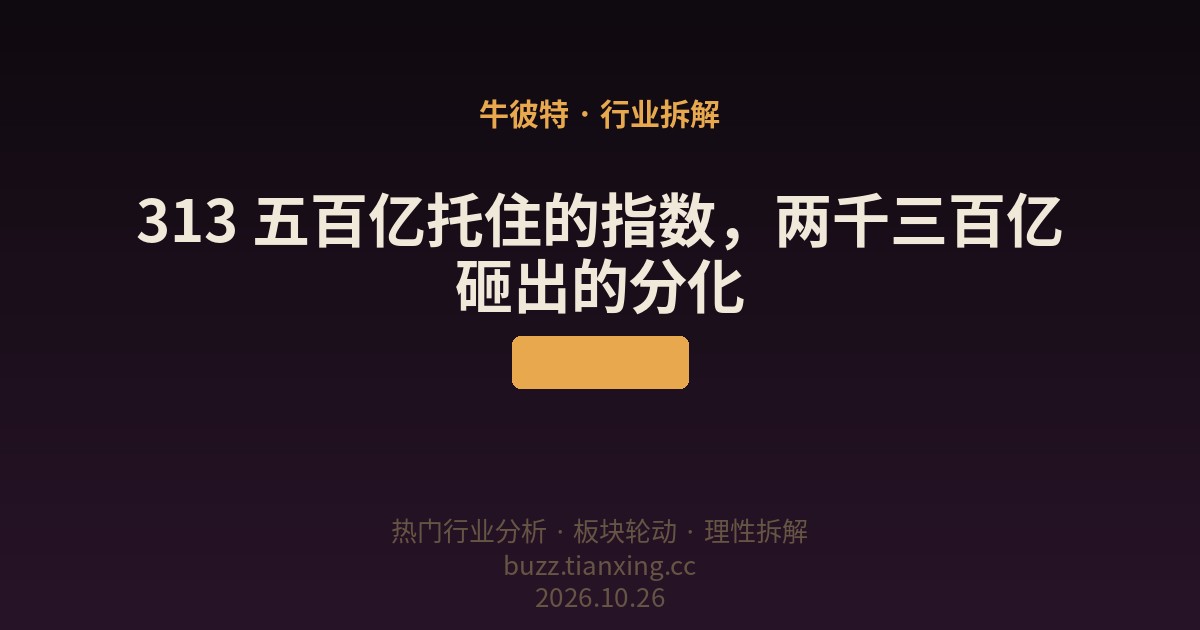313 五百亿托住的指数，两千三百亿砸出的分化