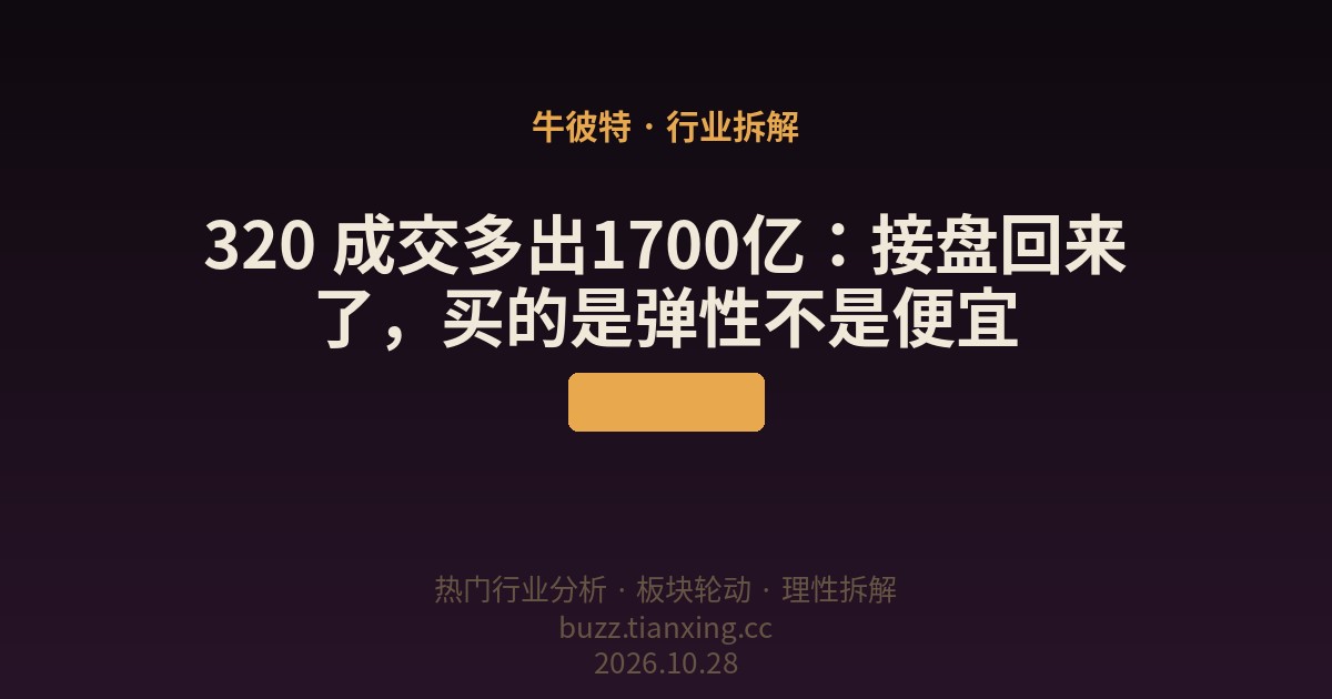 320 成交多出1700亿：接盘回来了，买的是弹性不是便宜