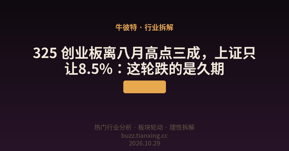 325 创业板离八月高点三成，上证只让8.5%：这轮跌的是久期